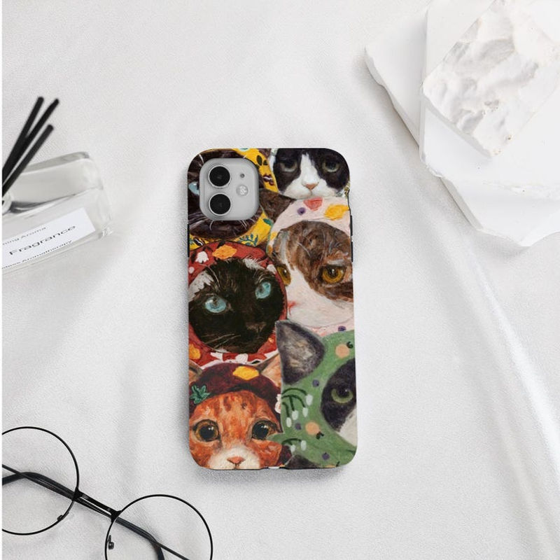 Cute Cat Pattern TPU Phone Case for iPhone